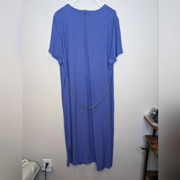 Vintage Two Piece Purple V Neck Maxi Dress Chain Back Colourful Maxi Vest 20W - Picture 4 of 13